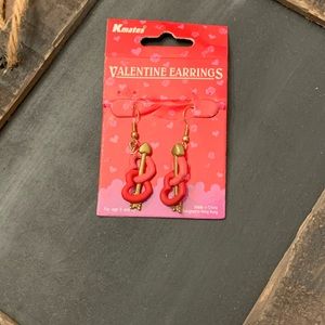 New Valentines Double Heart w/ Arrow Dangle Earrings